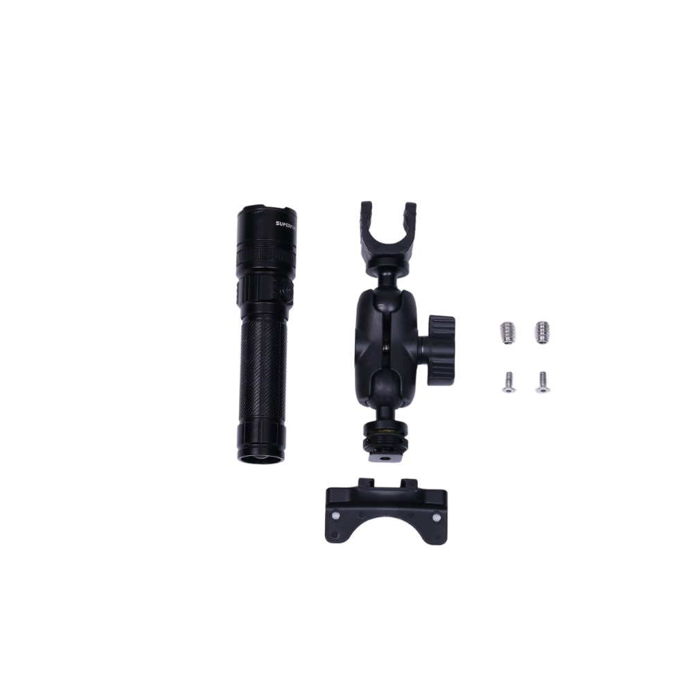 3 parts flash light and mount and silver screws