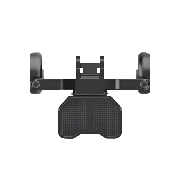 top view showing large foot rest and wheels 